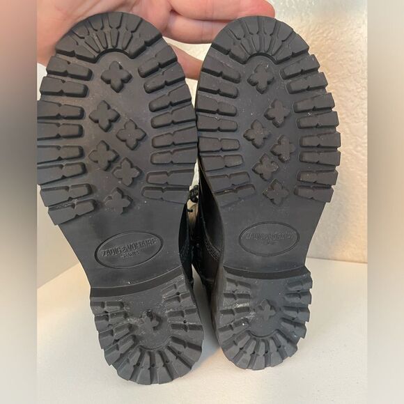 Zadig & Voltaire Joe Smooth Cowskin side print combat moto boot French 37/6-6.5 - Picture 13 of 16